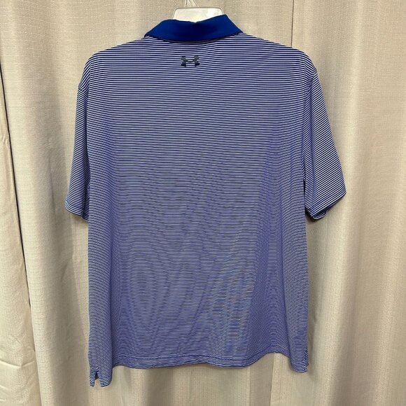 Under Armour Short Sleeve Performance Polo Shirt Men's Size XXL Blue Striped - Picture 2 of 11